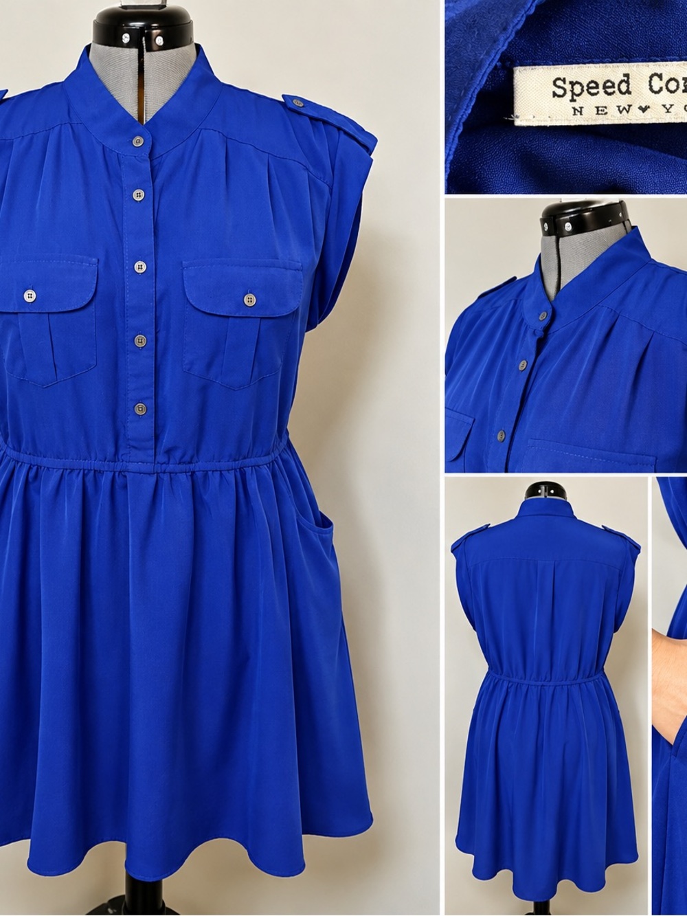 Speed Control Cobalt Blue Shirt Dress WITH POCKETS